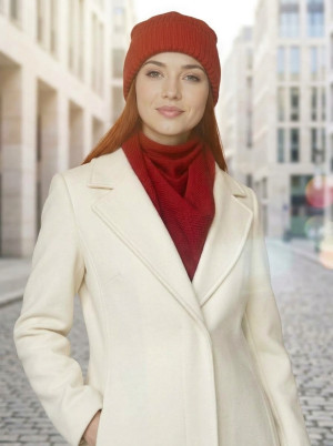 Комплект Barolo: шапка-тыковка и косынка, меринос, барбарис / темно-красная